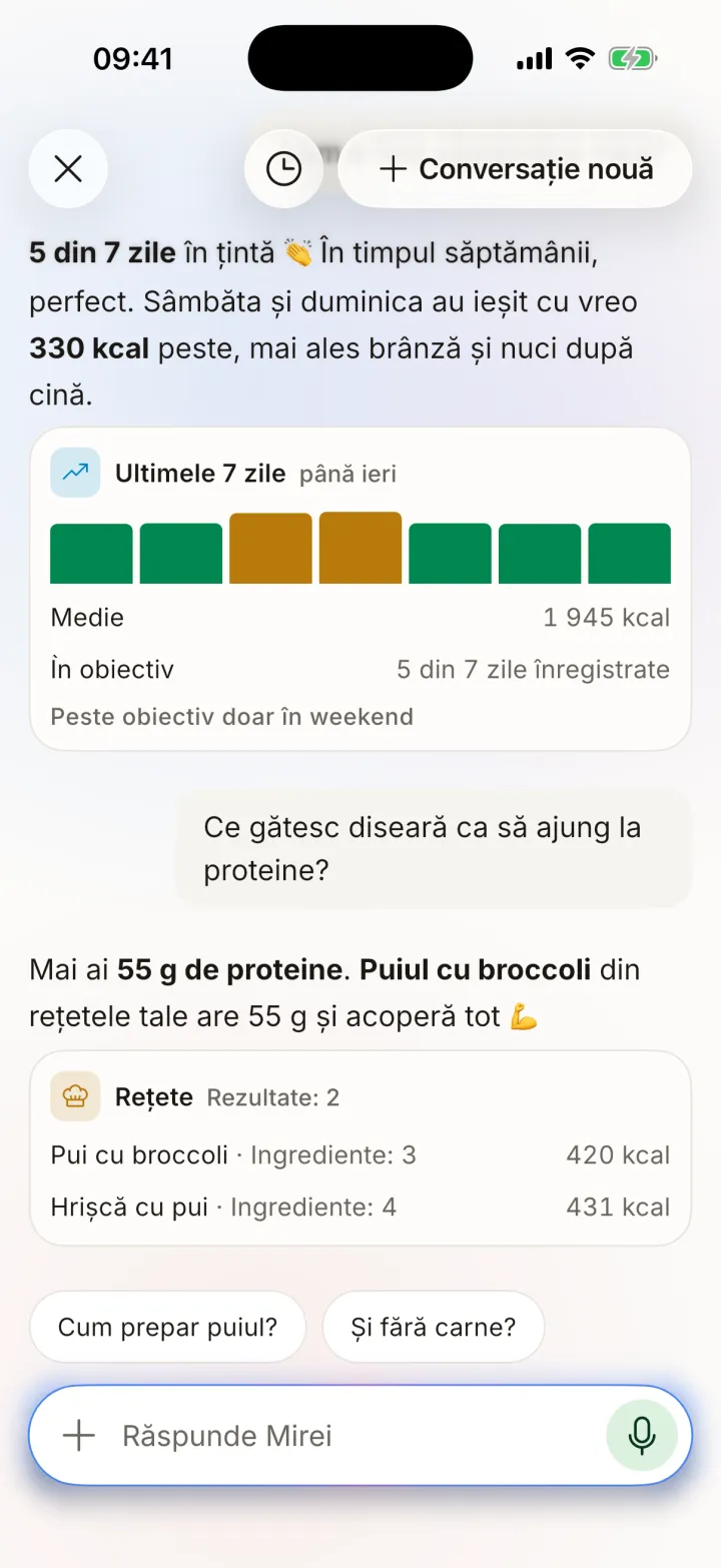 Discutați cu Mira sugerând trei cine bogate în proteine